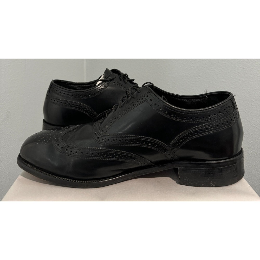 Florsheim 17066 Black Leather Lace Up Wingtip Brogue Shoes mens 9.5 D - Picture 5 of 9